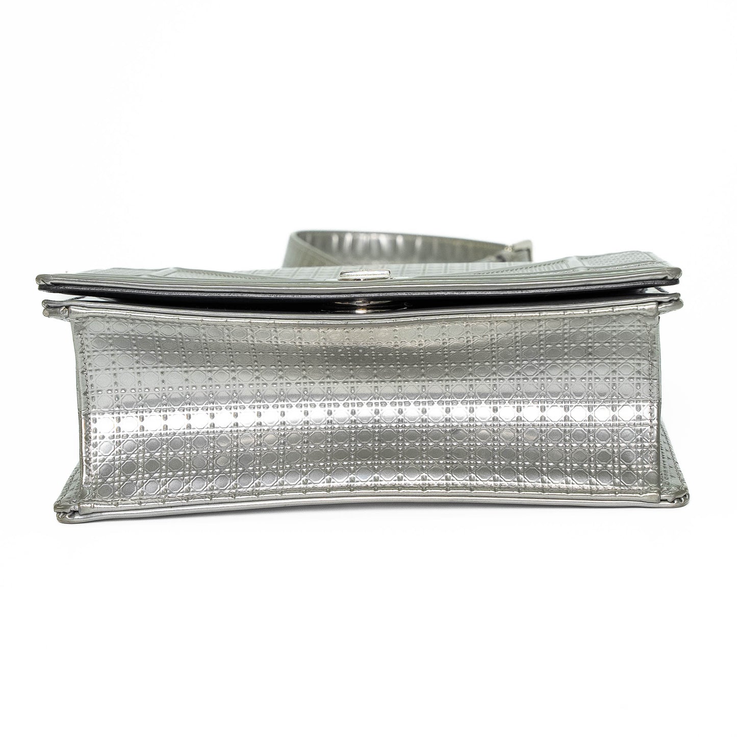 Christian Dior Diorama Silver Grained Leather Handbag