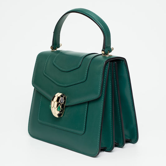 Bvlgari Serpenti Forever Emerald Green Karung Skin Crossbody Bag