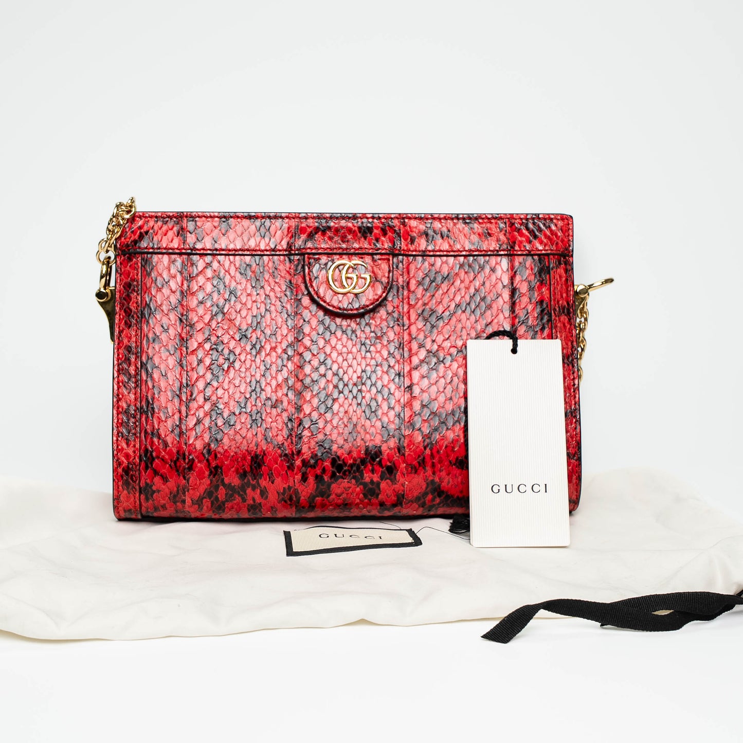 Gucci GG Red Python Olympia Chain Shoulder Bag