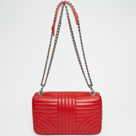 Prada Diagramme Red Quilted Leather Shoulder Bag