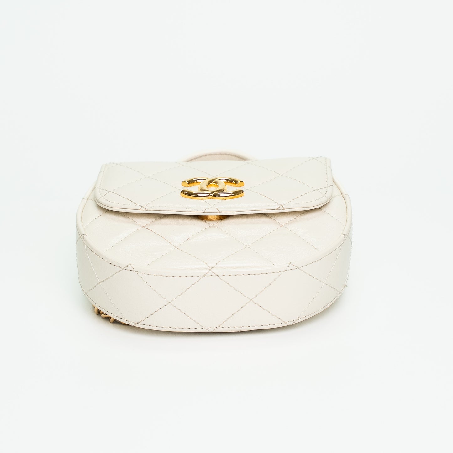 Chanel Mini Round Flap Bag – Ivory Quilted Lambskin