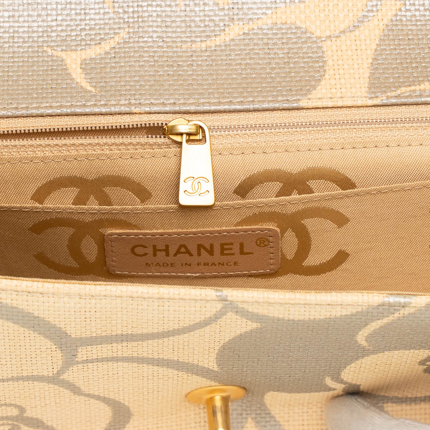 Chanel Camellia Raffia & Leather Chain Shoulder Bag