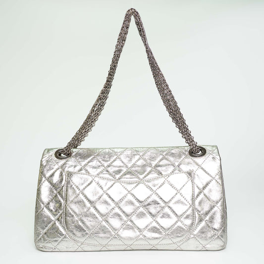 Chanel Metallic Silver Maxi Double Flap Bag (2006)