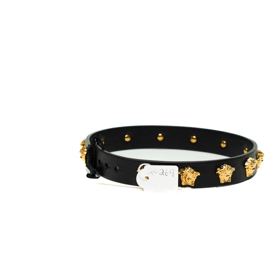 Versace Medusa Head Black Leather Choker Necklace