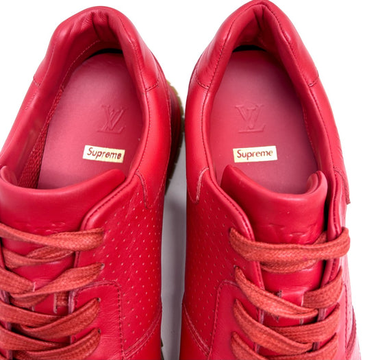 Louis Vuitton Limited Edition X Supreme Perforated Red Leather Trainers image 1