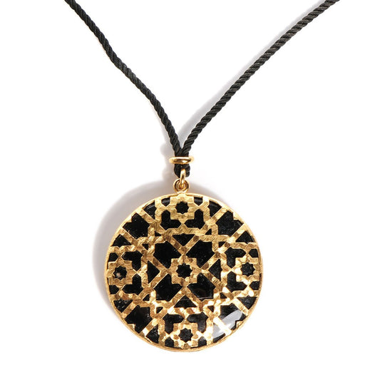 Tiffany & Co 18K Yellow Gold Black Onyx Paloma Picasso Dome Pendant Necklace image 1