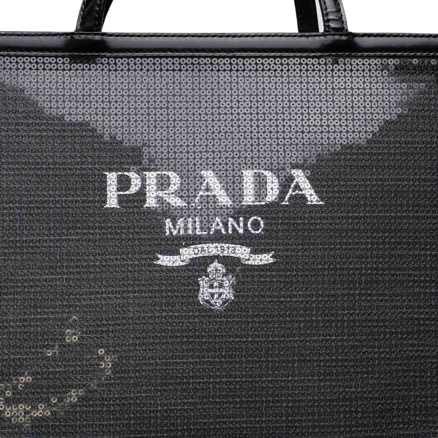 Prada Sequined Mesh Black Logo Tote