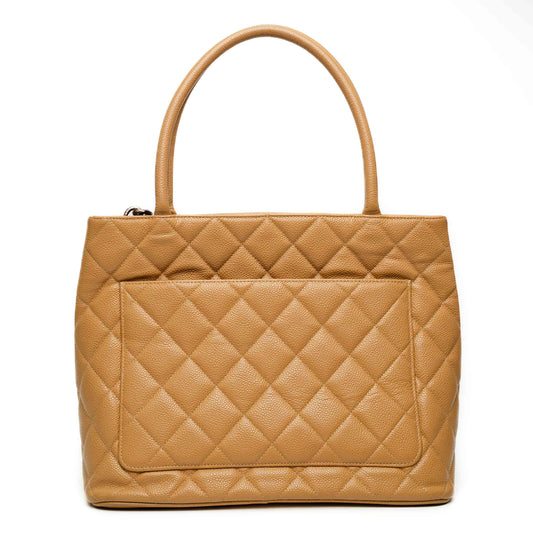 Chanel Medallion Beige Caviar Tote Bag