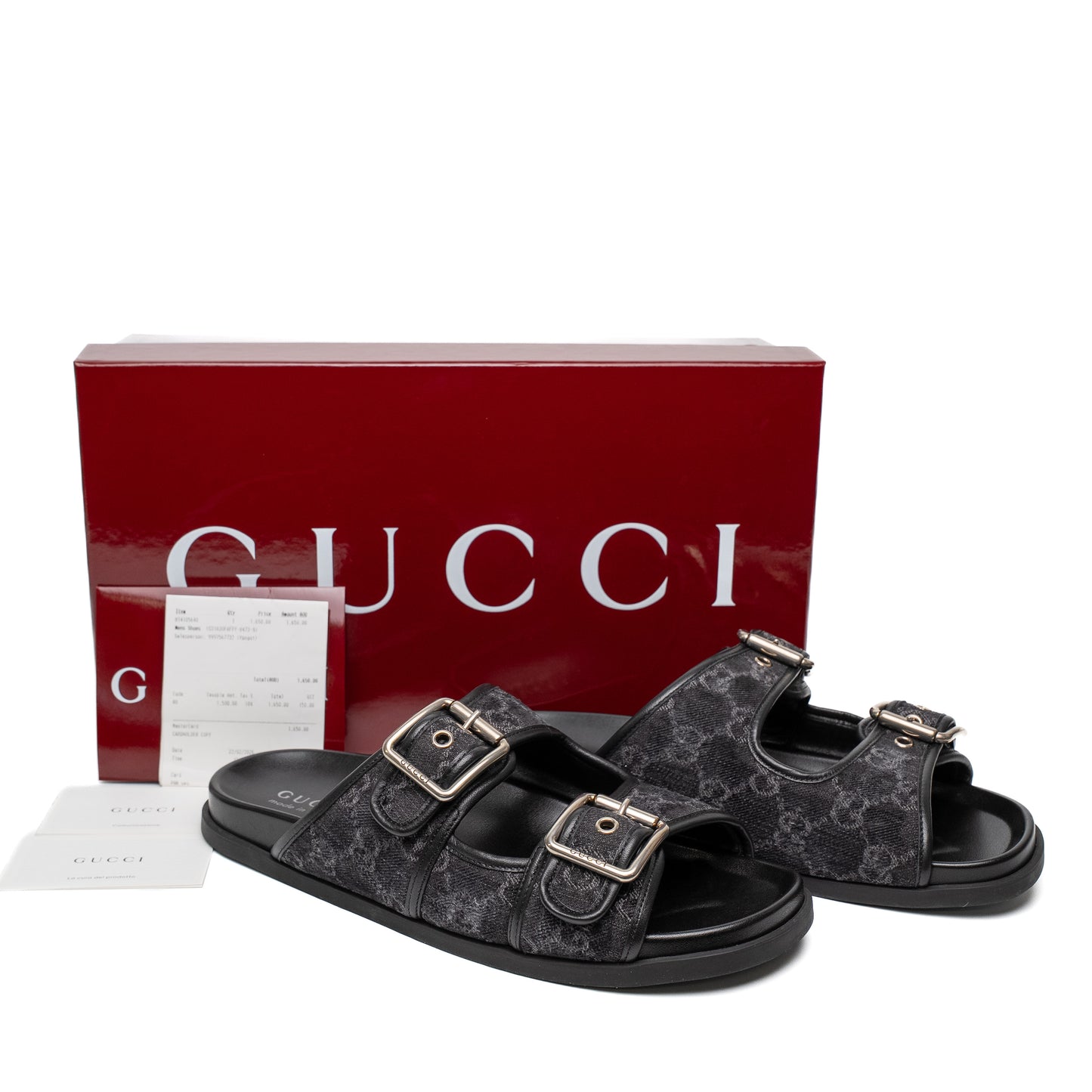 Gucci GG Denim Maxi Buckle Slides