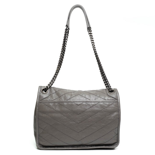 Saint Laurent Grey Matelasse Chain Shoulder Bag