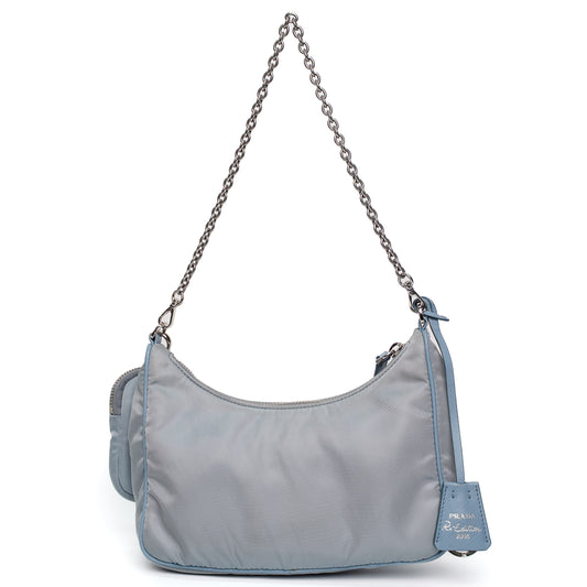 Prada Re-Edition 2005 Light Blue Nylon Shoulder Bag