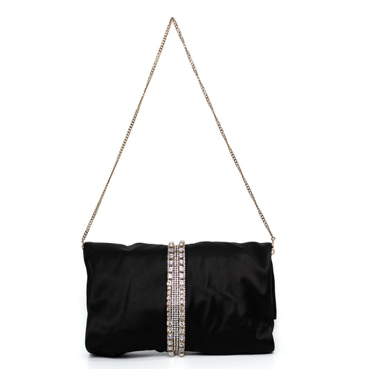 Jimmy Choo Daisy Black Satin Clutch Bag