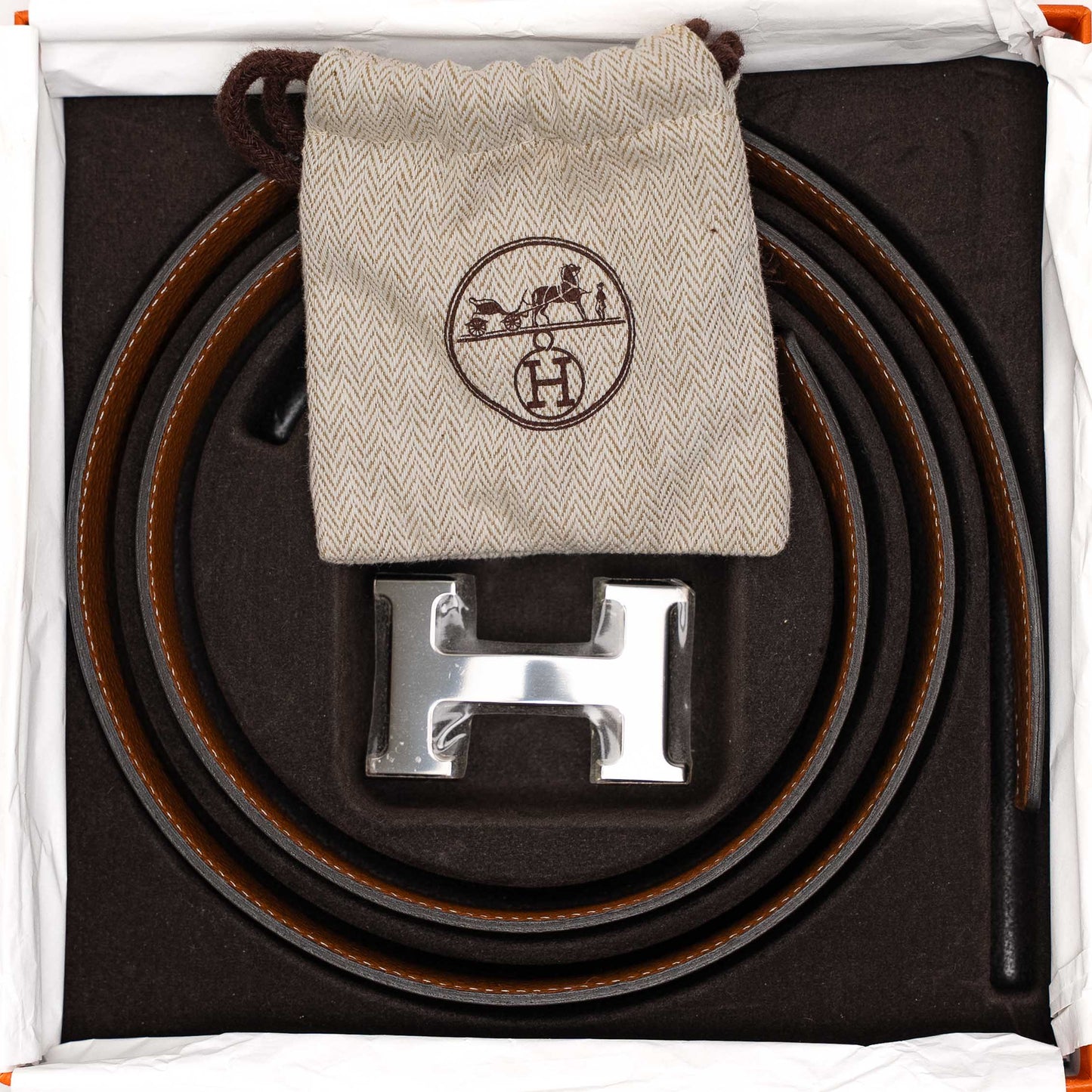 Hermès Reversible Leather Belt Black Brown