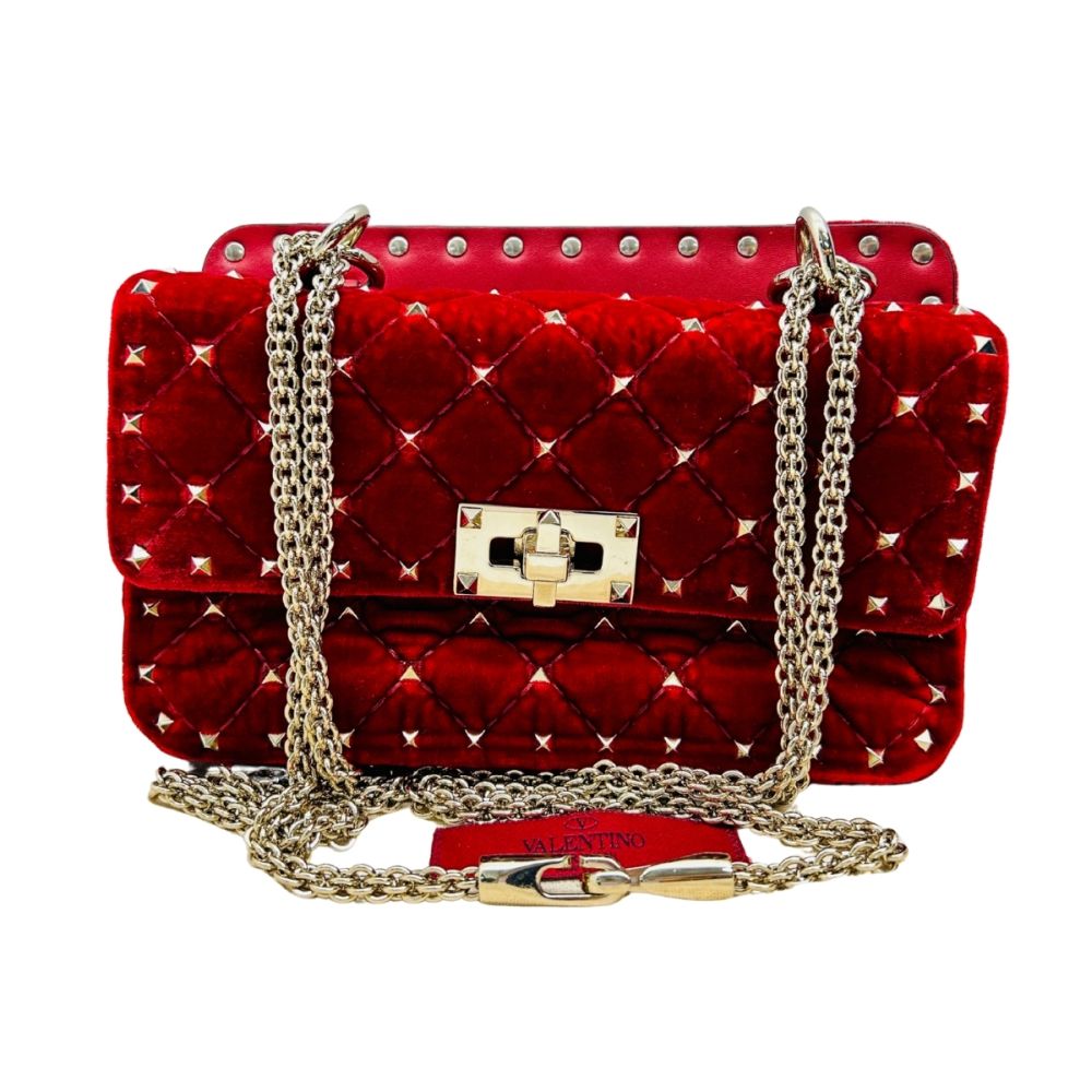 Valentino Garavani Rockstud Spike Quilted Velvet Bag image 0