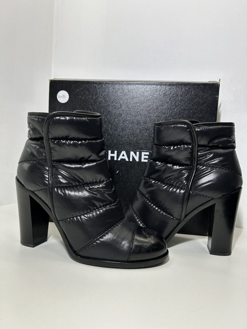 Chanel Quilted Puffy Leather Ankle Boots image 7