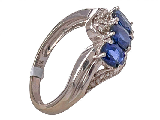 10ct White Gold Diamond & Sapphire Ring image 1