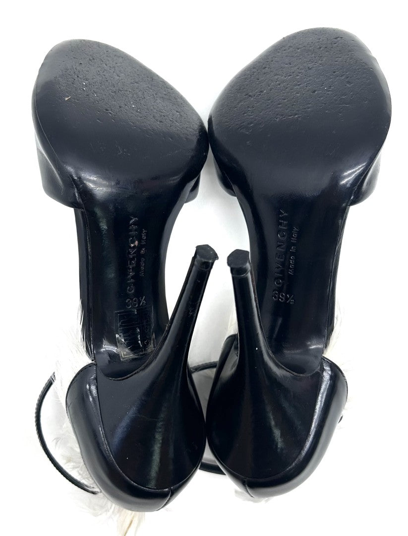 GIVENCHY BLACK LEATHER & FEATHER ANKLE STRAP PUMPS image 3