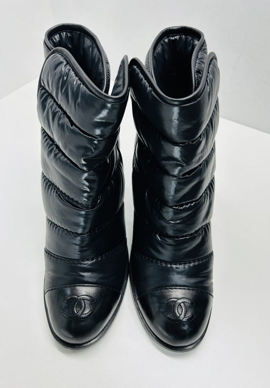 Chanel Quilted Puffy Leather Ankle Boots image 1