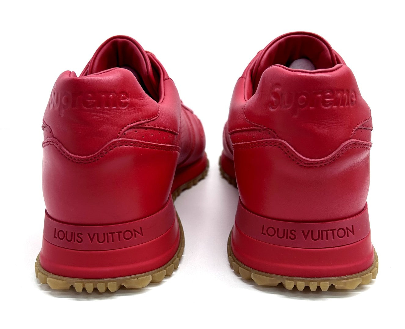 Louis Vuitton Limited Edition X Supreme Perforated Red Leather Trainers image 4