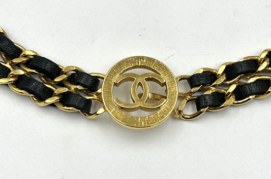 Chanel Vintage Leather & Gold Chain Belt image 1