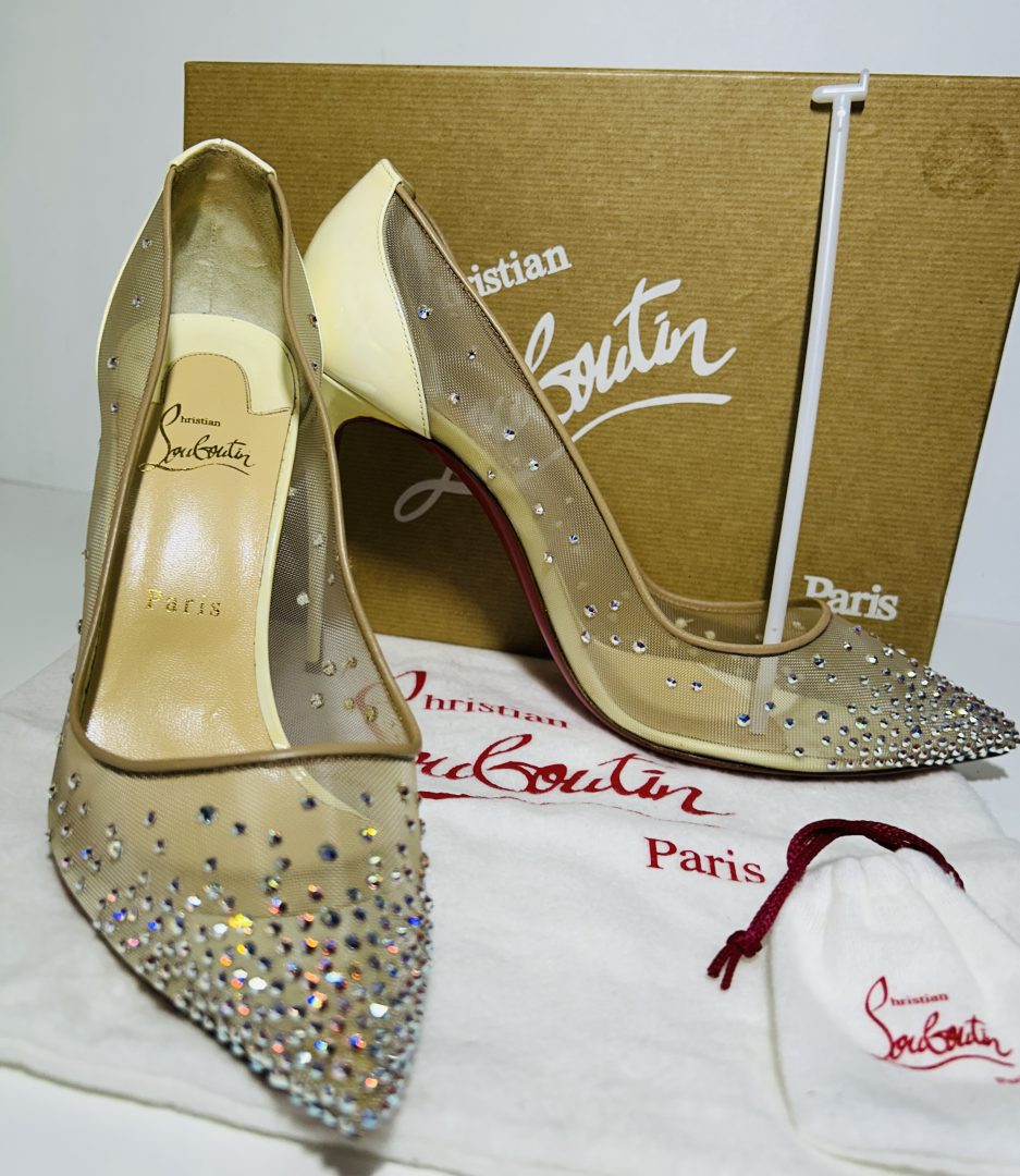 Christian Louboutin Follies Strass 100 Nude Mesh & Crystal Pumps image 4