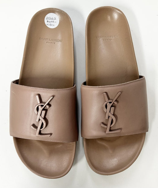 YSL NUDE LEATHER SLIDES image 1