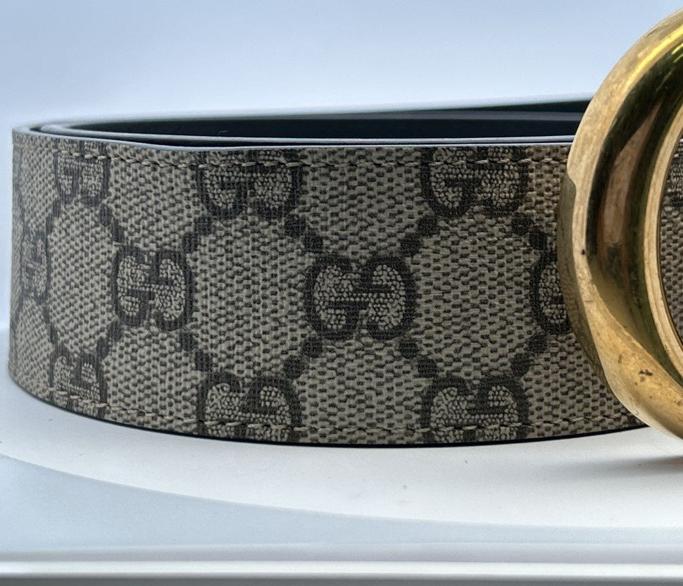 Gucci GG Supreme Canvas Gold Buckle Belt image 2