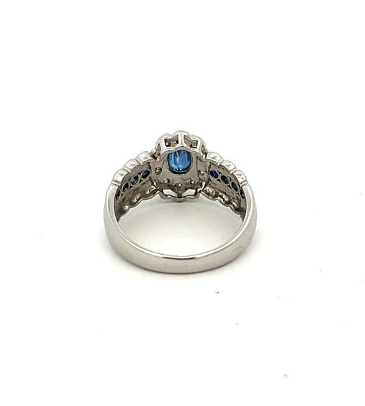 Platinum 0.77ct Ceylon-Type Blue Sapphire & Diamond Cluster Ring image 1