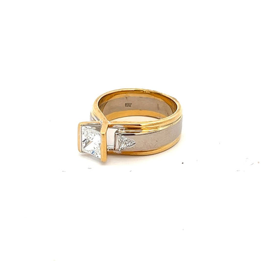 18ct Yellow &amp; White Gold 1.20ct Diamond V-Channel Set Two Tone Ring image 1