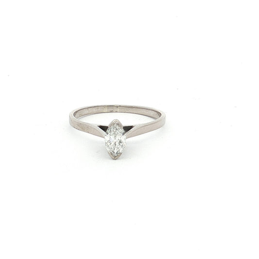 White Gold Marquise Cut Diamond Solitaire Ring