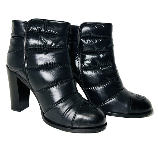Chanel Quilted Puffy Leather Ankle Boots image 0