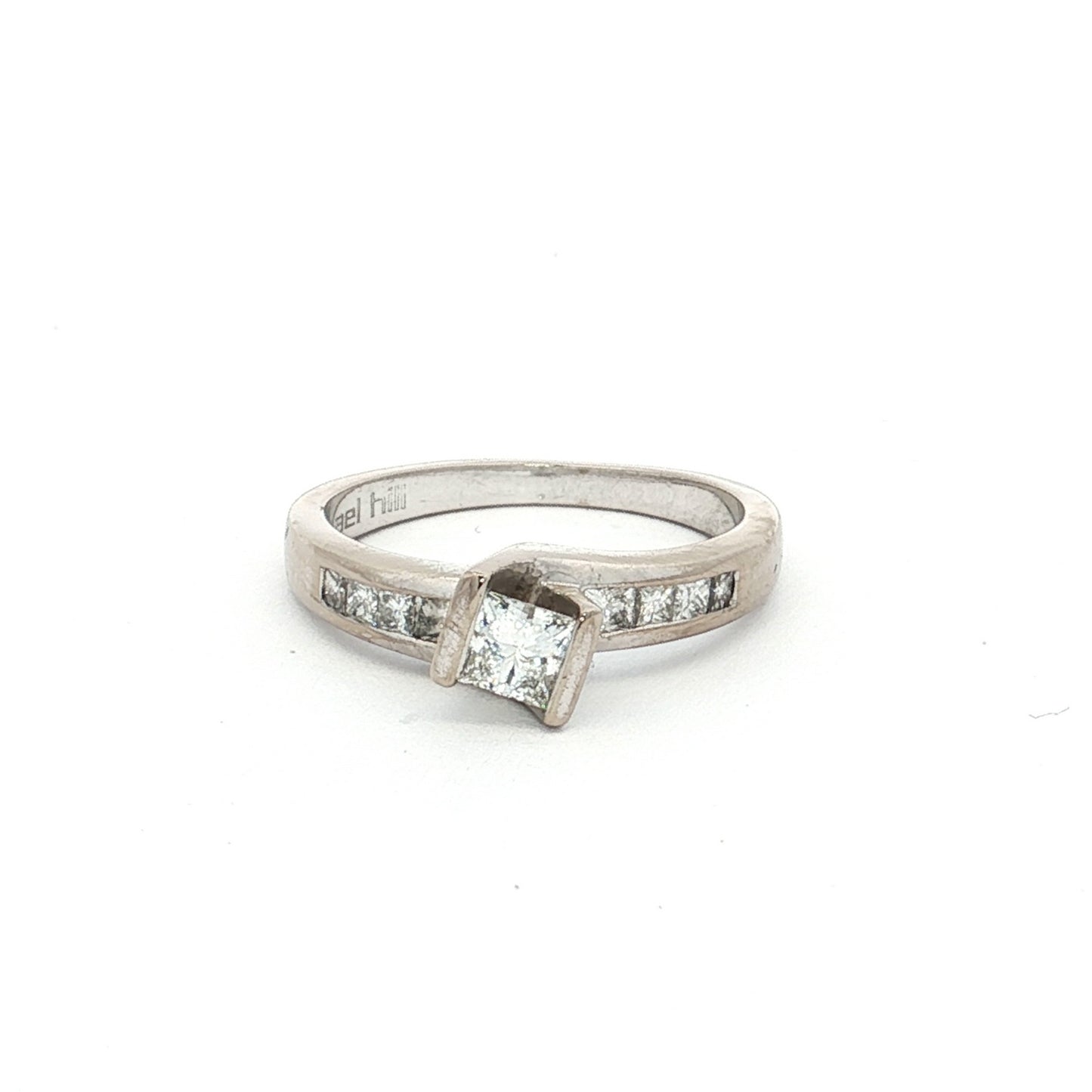 White Gold 9-Stone Princess Cut Diamond Ring