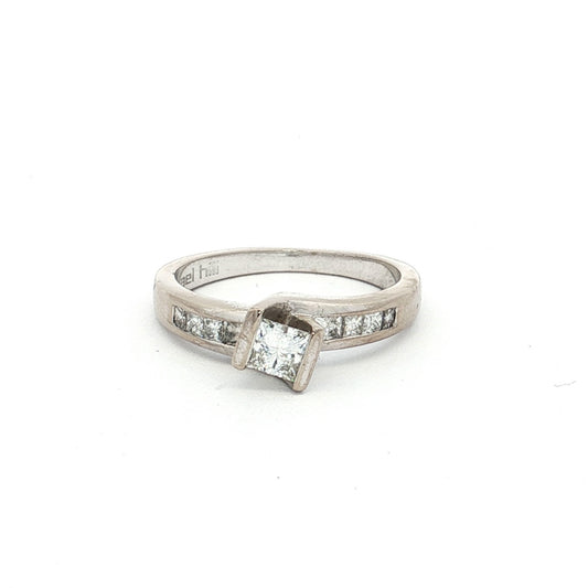 White Gold 9-Stone Princess Cut Diamond Ring