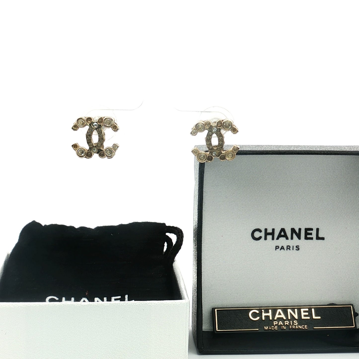 Chanel Metal Logo Earrings