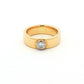 Yellow Gold Wide Band Solitaire Diamond Ring