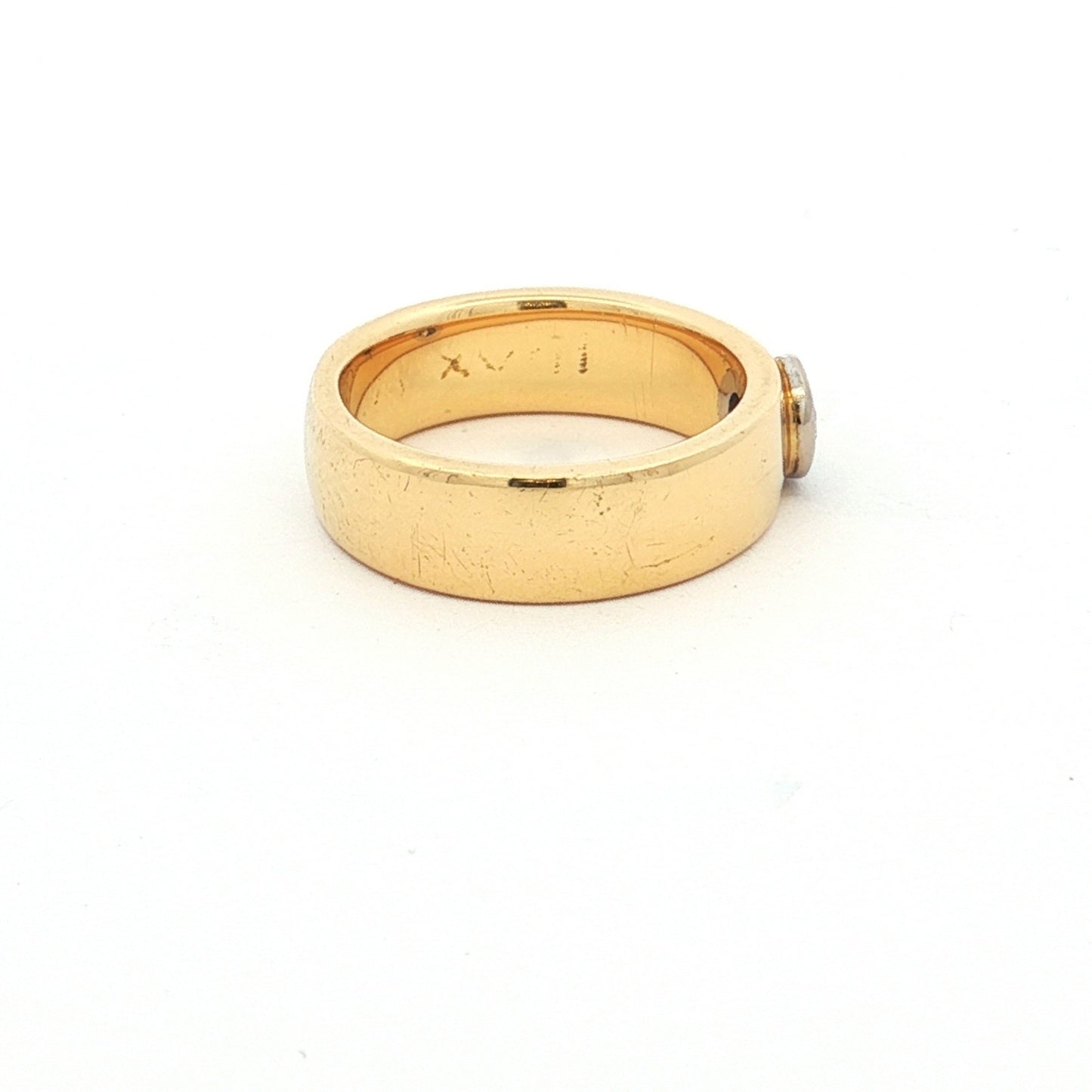 Yellow Gold Wide Band Solitaire Diamond Ring