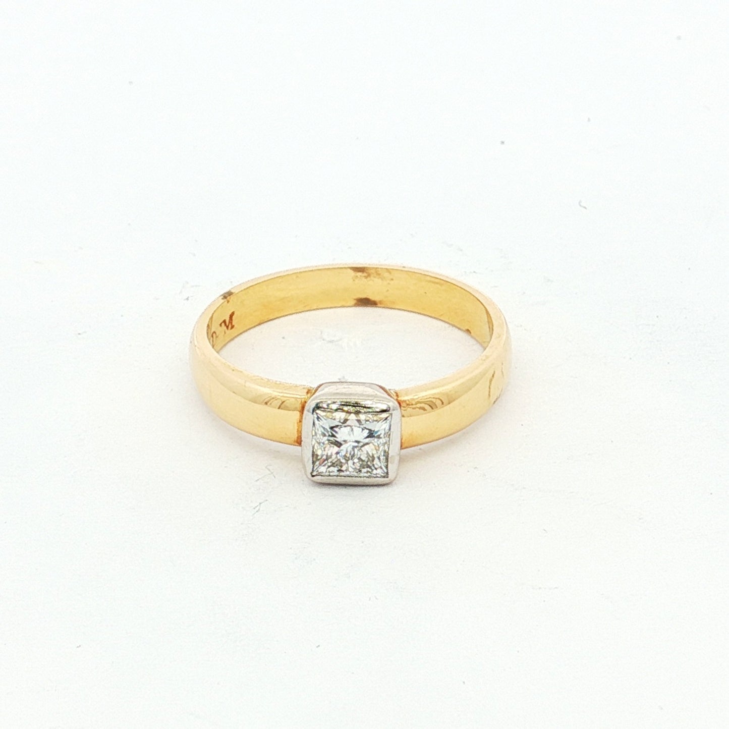 Yellow & White Gold Princess-Cut Diamond Solitaire Ring
