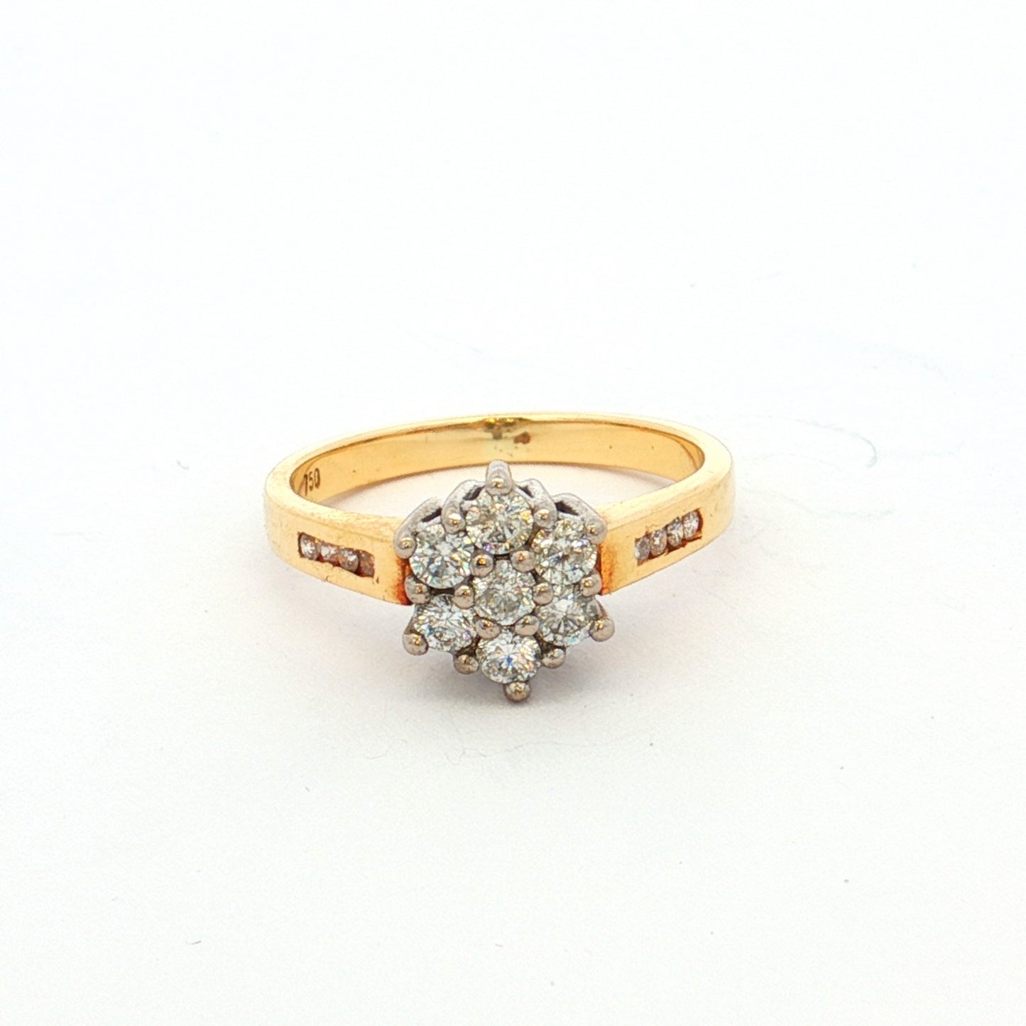 Yellow & White Gold Round Cluster Diamond Ring — Timeless Design