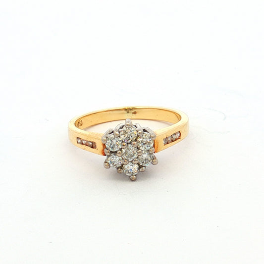 Yellow & White Gold Round Cluster Diamond Ring — Timeless Design