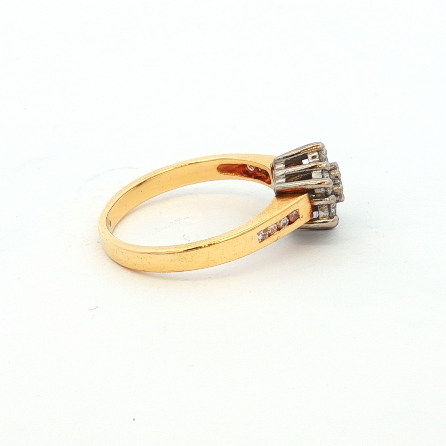 Yellow & White Gold Round Cluster Diamond Ring — Timeless Design
