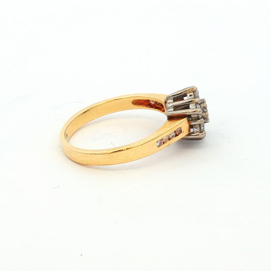 Yellow & White Gold Round Cluster Diamond Ring — Timeless Design