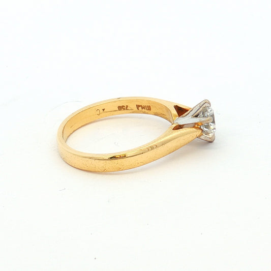 Yellow Gold Round Brilliant Diamond Solitaire  Ring