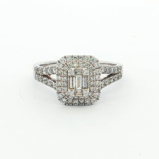 White Gold 77-Stone Diamond Cluster Ring
