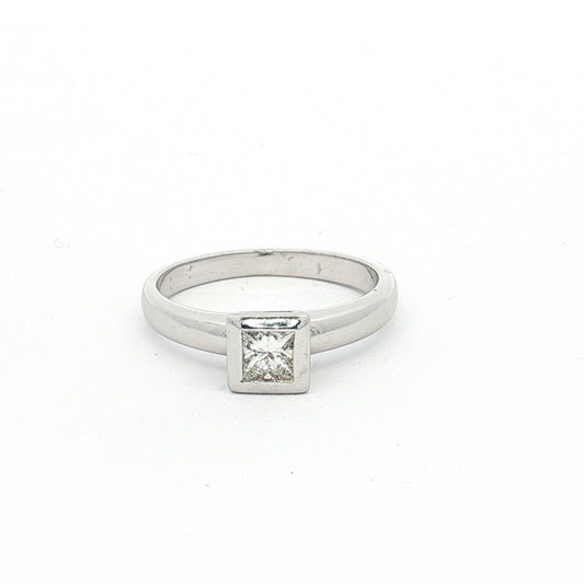 White Gold Princess Cut Diamond Solitaire Ring