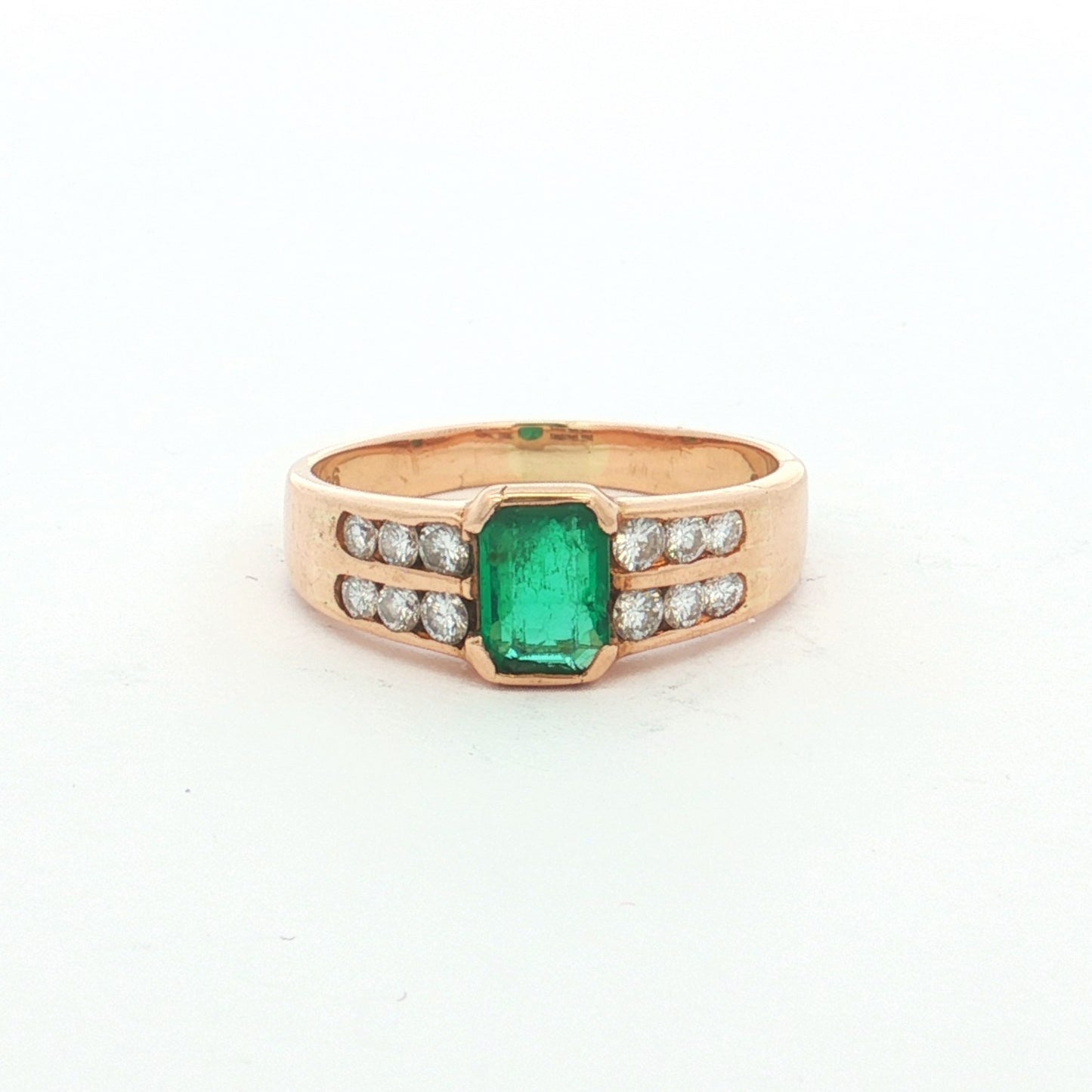 Yellow Gold Emerald & Diamond Ring