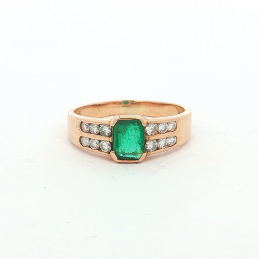 Yellow Gold Emerald & Diamond Ring