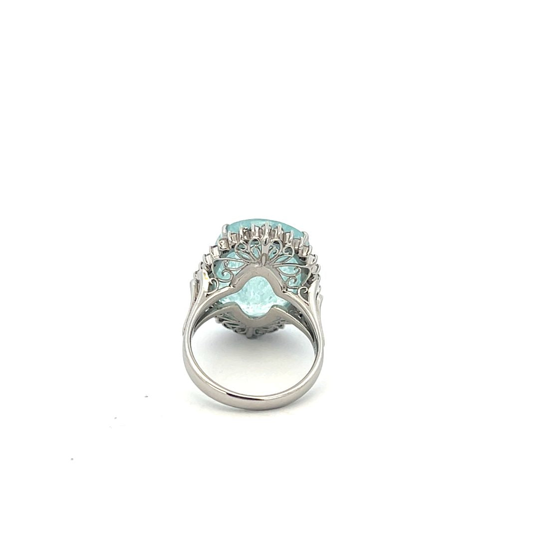 Platinum 15.06ct Paraiba Type & Diamond Cluster Ring image 4
