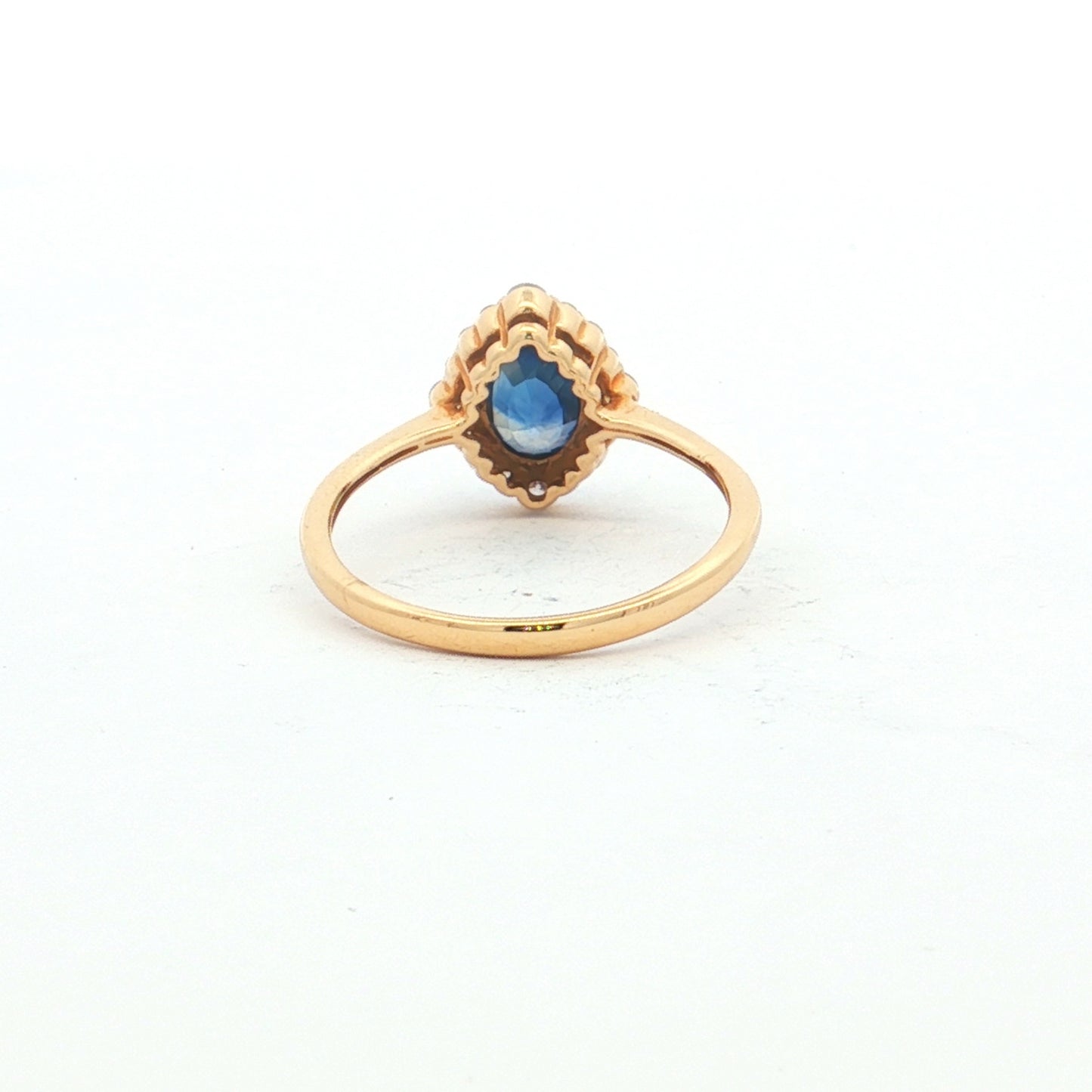 Yellow Gold Blue Sapphire & Diamond Cluster Ring