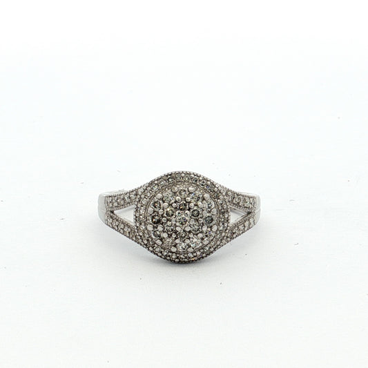 White Gold 68-Stone Diamond Cluster Ring