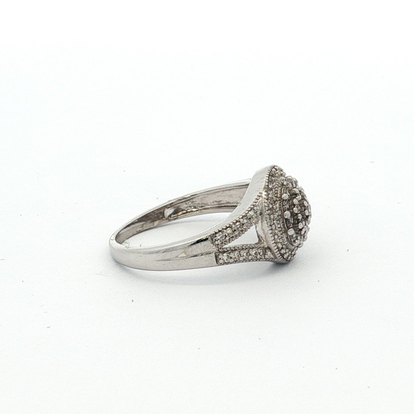 White Gold 68-Stone Diamond Cluster Ring